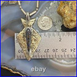 Vintage Native American Sterling Elongated Boulder Opal Arrowhead with17 Chain