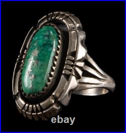 Vintage Native American Sterling Green Turquoise Ring 8.8gr