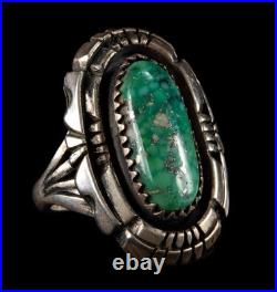 Vintage Native American Sterling Green Turquoise Ring 8.8gr