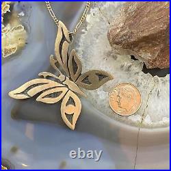 Vintage Native American Sterling Hopi Style Overlay Butterfly Necklace For Women