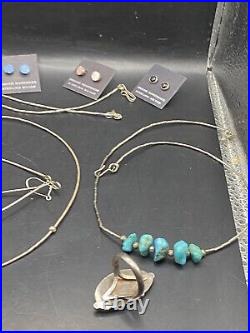 Vintage Native American Sterling Jewelry 8 Piece Lot Turquoise, Onyx Coral