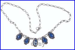 Vintage Native American Sterling Lapis necklace 15.25