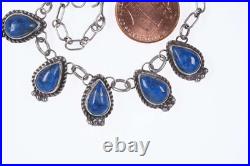 Vintage Native American Sterling Lapis necklace 15.25