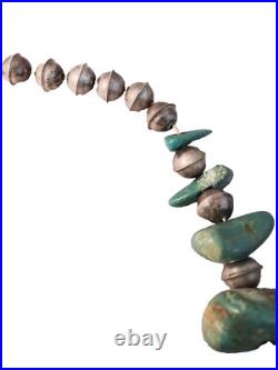 Vintage Native American Sterling & Large Chunky Turquoise Necklace