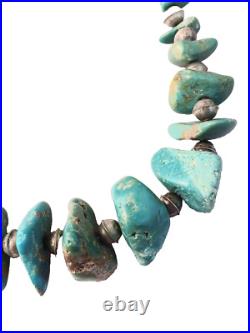 Vintage Native American Sterling & Large Chunky Turquoise Necklace
