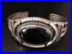 Vintage Native American Sterling & Large Onyx Stone Cuff Bracelet Signed