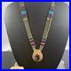 Vintage Native American Sterling Liquid Silver, Multi Beads & Inlay Pendant