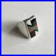 Vintage Native American Sterling Multicolor Inlay Onyx Zuni Ring 9.5 Pawn USA