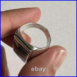 Vintage Native American Sterling Multicolor Inlay Onyx Zuni Ring 9.5 Pawn USA
