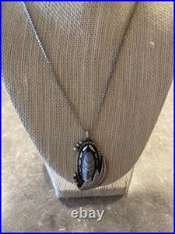 Vintage Native American Sterling Natural Orthoceras Fossil With22 Box Chain