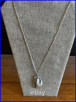 Vintage Native American Sterling Natural Orthoceras Fossil With22 Box Chain