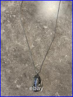 Vintage Native American Sterling Natural Orthoceras Fossil With22 Box Chain