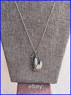Vintage Native American Sterling Natural Orthoceras Fossil With22 Box Chain