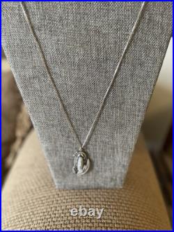 Vintage Native American Sterling Natural Orthoceras Fossil With22 Box Chain