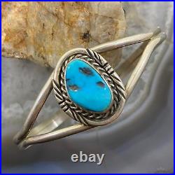 Vintage Native American Sterling Natural Turquoise Decorated Bracelet For Women
