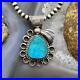 Vintage Native American Sterling Natural Turquoise Decorated Pendant For Women