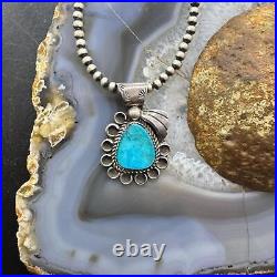 Vintage Native American Sterling Natural Turquoise Decorated Pendant For Women