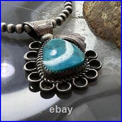 Vintage Native American Sterling Natural Turquoise Decorated Pendant For Women