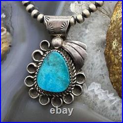 Vintage Native American Sterling Natural Turquoise Decorated Pendant For Women