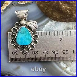 Vintage Native American Sterling Natural Turquoise Decorated Pendant For Women