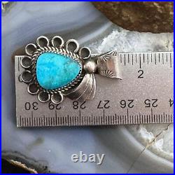 Vintage Native American Sterling Natural Turquoise Decorated Pendant For Women