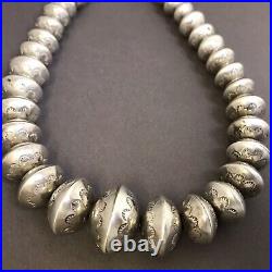 Vintage Native American Sterling Navajo Pearls Bead Necklace 32 177.6g