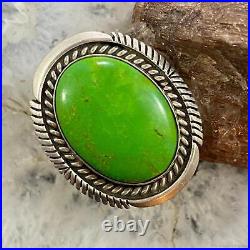Vintage Native American Sterling Oval Gaspeite Decorated Unisex Ring Size 11.75