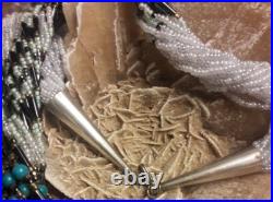 Vintage Native American Sterling Seed Beaded Multi Strand 30 Necklace Sterling