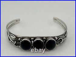 Vintage Native American Sterling Silver 925 Black Onyx Bracelet