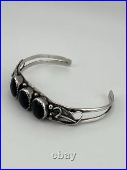 Vintage Native American Sterling Silver 925 Black Onyx Bracelet