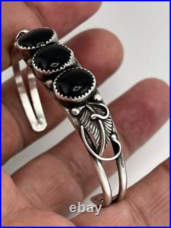 Vintage Native American Sterling Silver 925 Black Onyx Bracelet