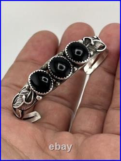 Vintage Native American Sterling Silver 925 Black Onyx Bracelet
