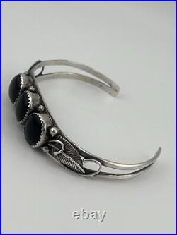 Vintage Native American Sterling Silver 925 Black Onyx Bracelet
