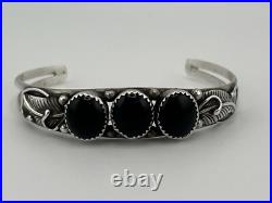 Vintage Native American Sterling Silver 925 Black Onyx Bracelet