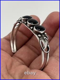 Vintage Native American Sterling Silver 925 Black Onyx Bracelet