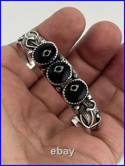 Vintage Native American Sterling Silver 925 Black Onyx Bracelet