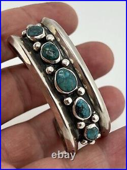 Vintage Native American Sterling Silver 925 Turquoise Cuff Bracelet