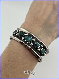 Vintage Native American Sterling Silver 925 Turquoise Cuff Bracelet