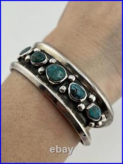 Vintage Native American Sterling Silver 925 Turquoise Cuff Bracelet