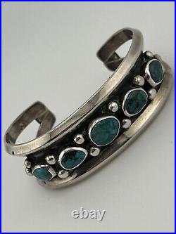 Vintage Native American Sterling Silver 925 Turquoise Cuff Bracelet