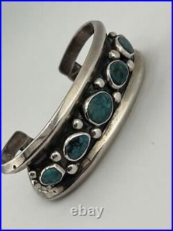 Vintage Native American Sterling Silver 925 Turquoise Cuff Bracelet