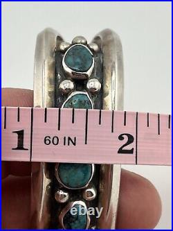 Vintage Native American Sterling Silver 925 Turquoise Cuff Bracelet