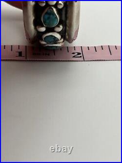 Vintage Native American Sterling Silver 925 Turquoise Cuff Bracelet