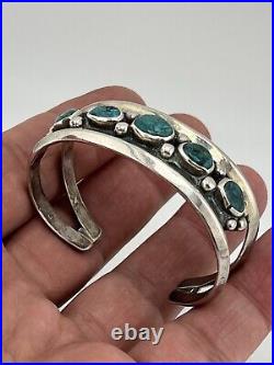 Vintage Native American Sterling Silver 925 Turquoise Cuff Bracelet