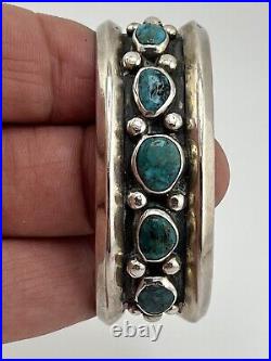 Vintage Native American Sterling Silver 925 Turquoise Cuff Bracelet