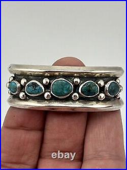 Vintage Native American Sterling Silver 925 Turquoise Cuff Bracelet