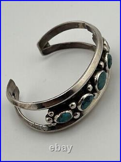 Vintage Native American Sterling Silver 925 Turquoise Cuff Bracelet