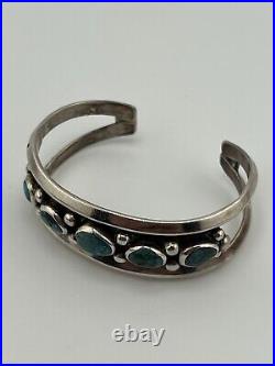 Vintage Native American Sterling Silver 925 Turquoise Cuff Bracelet
