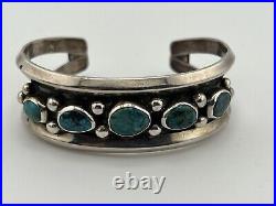 Vintage Native American Sterling Silver 925 Turquoise Cuff Bracelet