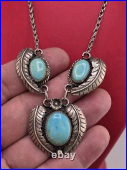 Vintage Native American Sterling Silver 925 Turquoise Necklace